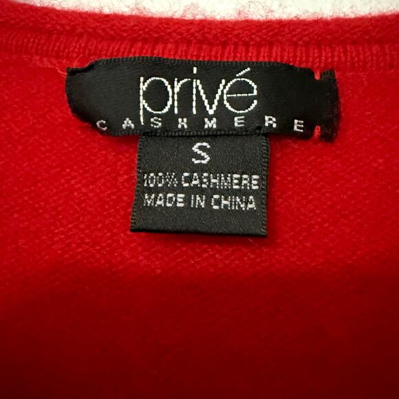 Prive 100%Cashmere Women's Red Long Sleeve Pullover Sweater Size Small - Picture 8 of 12